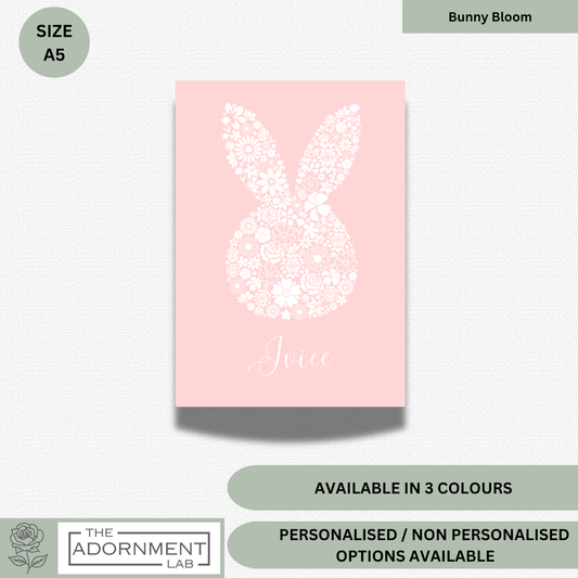 Bunny Bloom Silhouette - A5 Art Print - Pink (Personalised)