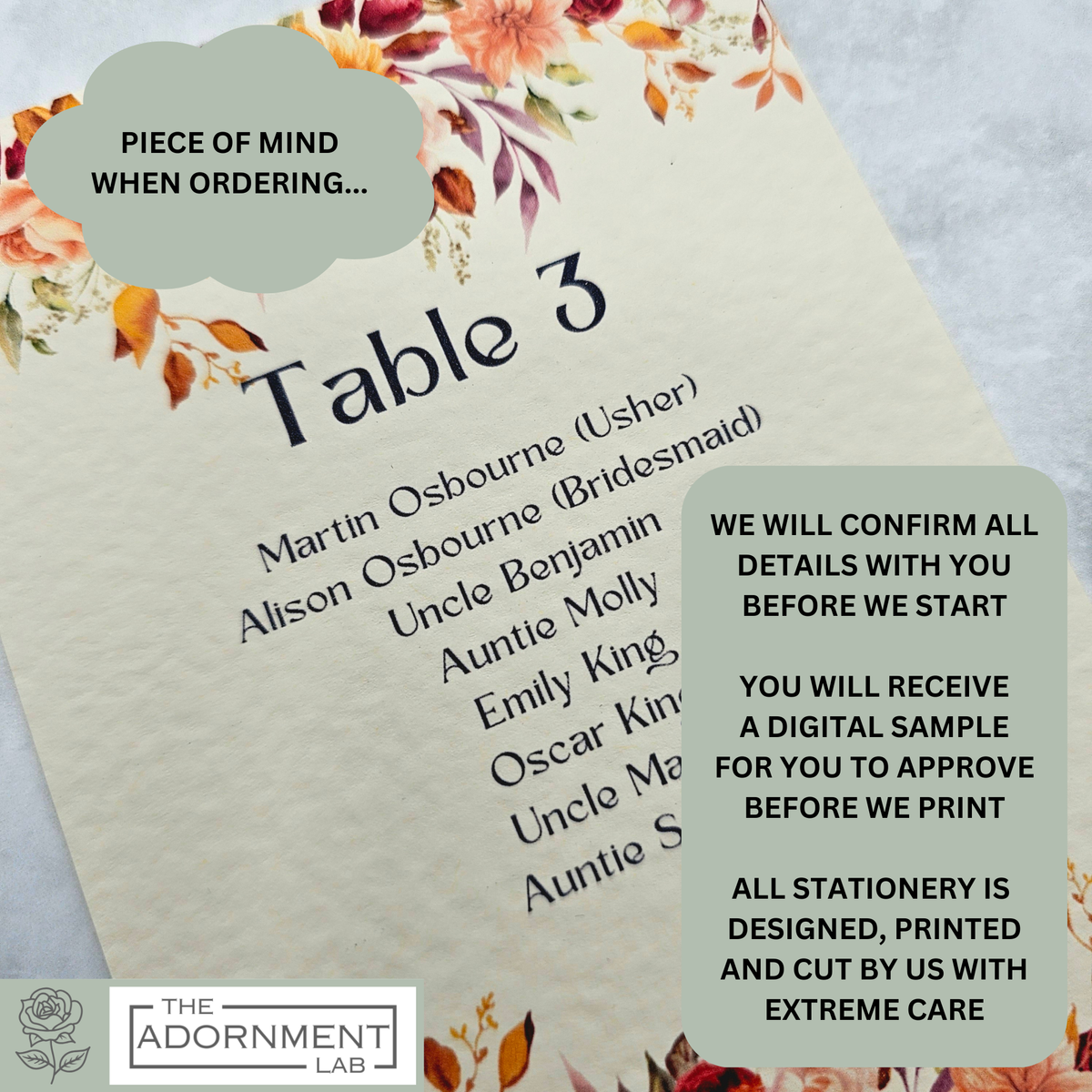 Autumn Fall Flowers Design - Table Plan Cards
