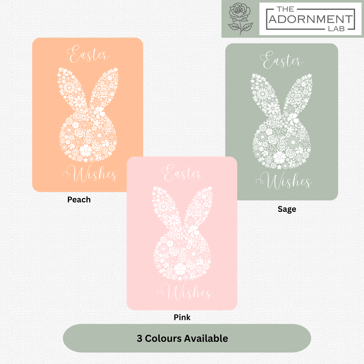 Bunny Bloom Silhouette - Easter Wishes - Greetings Card - Peach