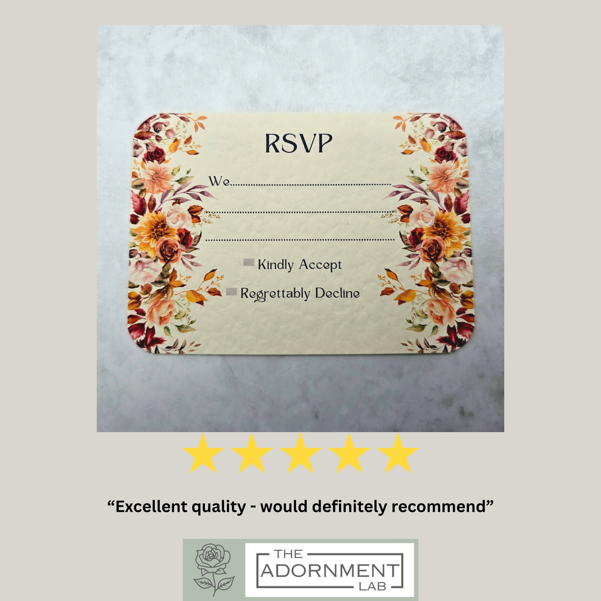Autumn Fall Flowers Design - A6 RSVP With Menu Choices