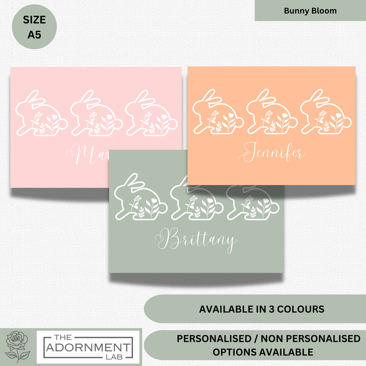 Bunny Bloom - A5 Art Print - Peach (Personalised)