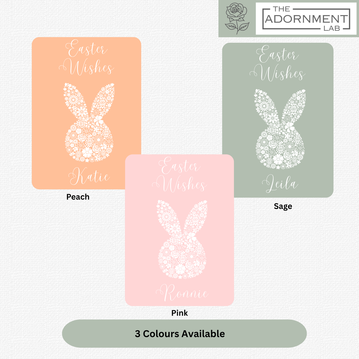 Bunny Bloom Silhouette - Easter Wishes - Greetings Card - Peach (Personalised)
