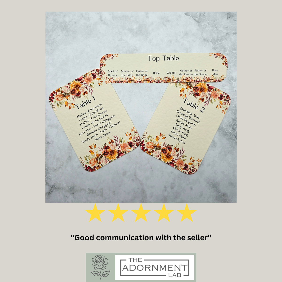 Autumn Fall Flowers Design - Table Plan Cards