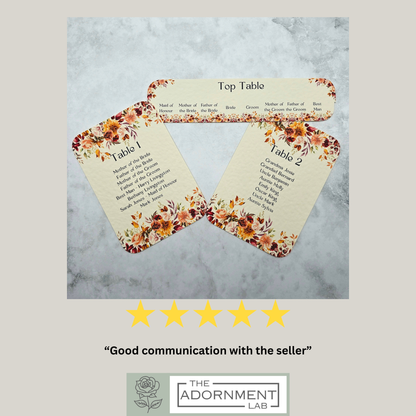Autumn Fall Flowers Design - Table Plan Cards