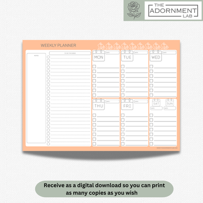 Bunny Bloom - A4 Digital Printable Monthly Planners - Peach