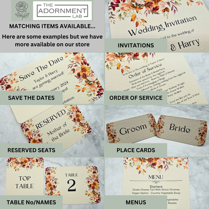 Autumn Fall Flowers Design - A6 RSVP With Menu Choices