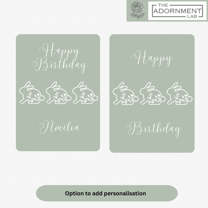 Bunny Bloom - Happy Birthday - Greetings Cards - Sage (Personalised)